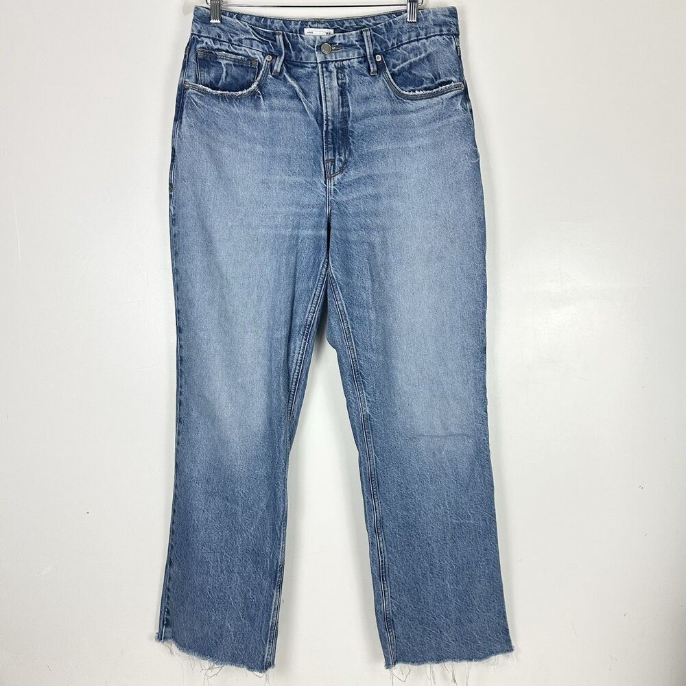 GOOD AMERICAN Good 90s Split Hem Straight Leg Jeans Y2K Model Off Duty Sz 10/30 - Picture 2 of 11